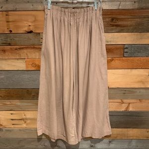 Niko And... Blush Linen Wide Leg Ruched Elastic Waist Cropped Pants Size L